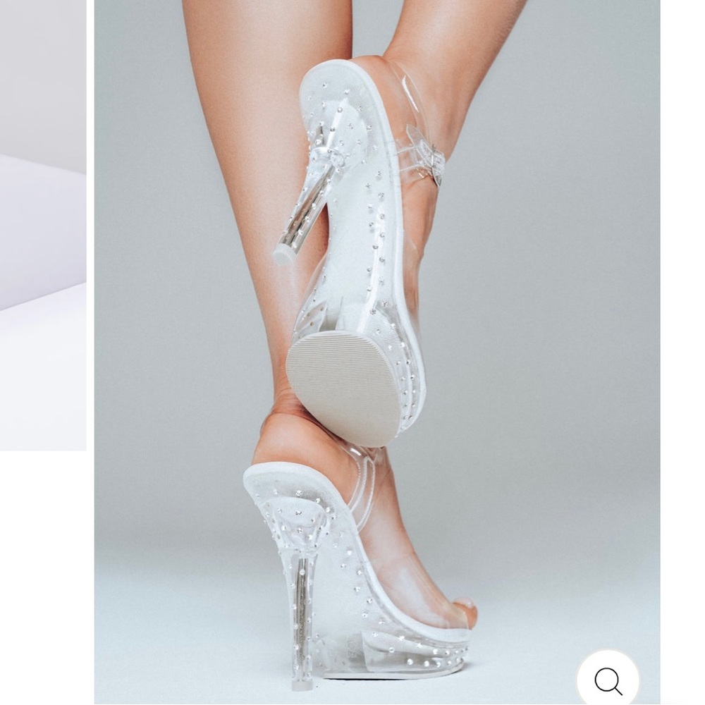 The Shoe Fairy Radiant Olympian clear competition heels 7
